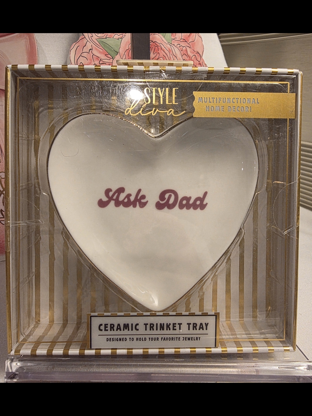 'Ask Dad' Heart Ceramic Trinket Tray